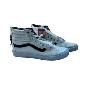 Vans White Leather High Top Sneakers with Details